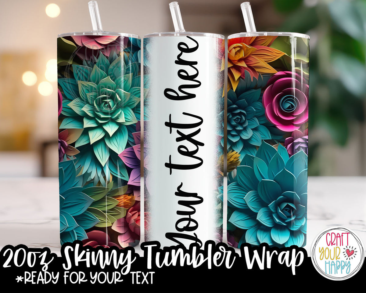 Colorful Succulents Sublimation 20 oz Skinny Tumbler Design Pack Digital  Paper, Full Wrap, Text-ready Wrap