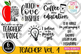 Teacher/School Vol 1 - PNG, DXF, SVG Digital Cut File - 10 designs