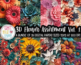Seamless Pattern/Background Bundle - 3D Flowers Vol. 1