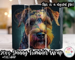 Sublimation Airedale Dog Design - 20 oz Skinny Tumbler Wrap PNG Printable