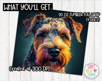 Sublimation Airedale Dog Design - 20 oz Skinny Tumbler Wrap PNG Printable