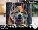 Sublimation Akita Dog Design - 20 oz Skinny Tumbler Wrap PNG Printable