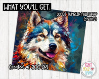 Alaskan Malamute Dog Design - 20 oz Skinny Tumbler Wrap PNG Printable