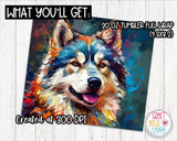 Alaskan Malamute Dog Design - 20 oz Skinny Tumbler Wrap PNG Printable