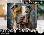 American Staffordshire Terrier Dog Design - 20 oz Skinny Tumbler Wrap PNG Printable