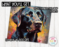Sublimation Black Labrador Retriever Dog Design - 20 oz Skinny Tumbler Wrap PNG Printable