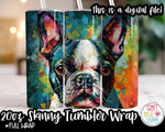 Sublimation Boston Terrier Dog Design - 20 oz Skinny Tumbler Wrap PNG Printable