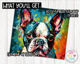 Sublimation Boston Terrier Dog Design - 20 oz Skinny Tumbler Wrap PNG Printable
