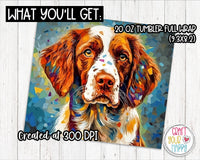 Sublimation Brittany Spaniel Dog Design - 20 oz Skinny Tumbler Wrap PNG Printable