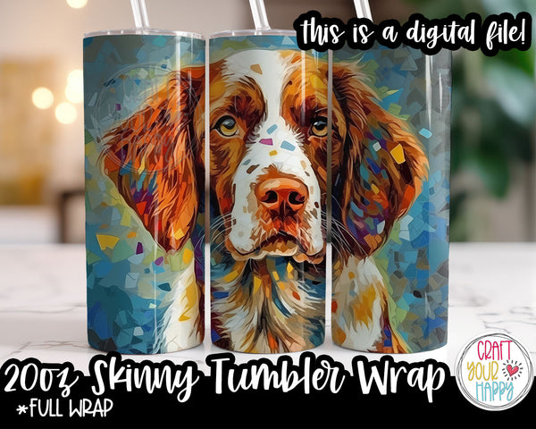 Sublimation Brittany Spaniel Dog Design - 20 oz Skinny Tumbler Wrap PNG Printable