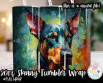 Sublimation Doberman Pinscher Dog Design - 20 oz Skinny Tumbler Wrap PNG Printable
