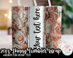 Pink and White Roses Sublimation 20 oz Skinny Tumbler Design Pack - Digital Paper, Full Wrap, Text-ready Wrap