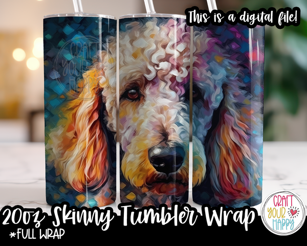 Sublimation Standard Poodle Dog Design - 20 oz Skinny Tumbler Wrap PNG Printable