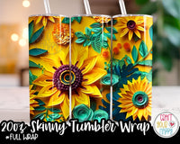 Sunflower 1 Sublimation 20 oz Skinny Tumbler Design Pack - Digital Paper, Full Wrap, Text-ready Wrap