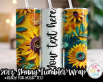 Sunflower 1 Sublimation 20 oz Skinny Tumbler Design Pack - Digital Paper, Full Wrap, Text-ready Wrap