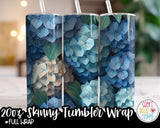 Blue Hydrangeas Sublimation 20 oz Skinny Tumbler Design Pack - Digital Paper, Full Wrap, Text-ready Wrap