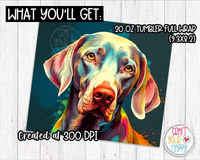 Sublimation Weimaraner Dog Design - 20 oz Skinny Tumbler Wrap PNG Printable