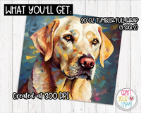 Sublimation Yellow Labrador Retriever Dog Design - 20 oz Skinny Tumbler Wrap PNG Printable