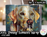 Sublimation Yellow Labrador Retriever Dog Design - 20 oz Skinny Tumbler Wrap PNG Printable
