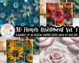 Seamless Pattern/Background Bundle - 3D Flowers Vol. 1