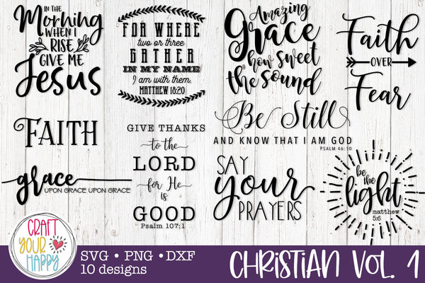 Christian Volume 1 - PNG, DXF, SVG Digital Cut File - 10 Designs