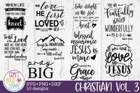 Christian Volume 3 - PNG, DXF, SVG Digital Cut File - 10 Designs