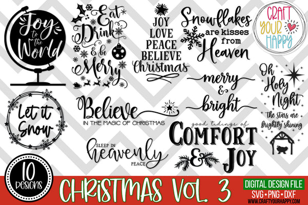 Christmas Volume 3 - PNG, DXF, SVG Digital Cut File - 10 designs