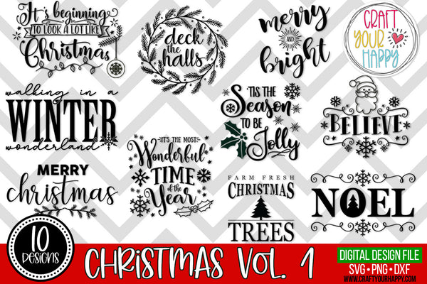 Christmas Volume 1 - PNG, DXF, SVG Digital Cut File - 10 designs