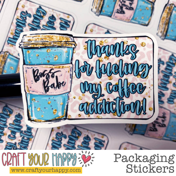 PSS24 Thanks For Fueling My Coffee Addiction - Packaging Stickers (Set of 3 Sheets)